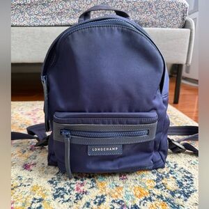 Longchamp Le Pliage Neo Small Backpack Blue. Made in France.
